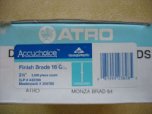 ACCUCHOICE # 442299  2 1/2&#034; 16 GAUGE FINISH BRADS ATRO FASTENERS MONZA BRAD 64