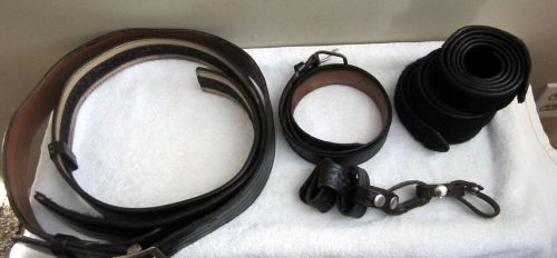 Lot of 3 Size 38 Leather Police Belts~3 Velcro Police Belts~7 Belt Keepers~