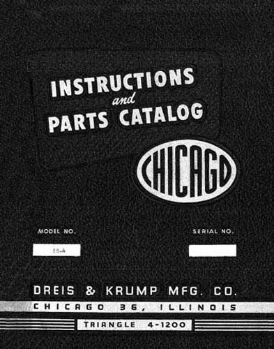 Chicago dreis &amp; krump 56-a press brake parts manual for sale