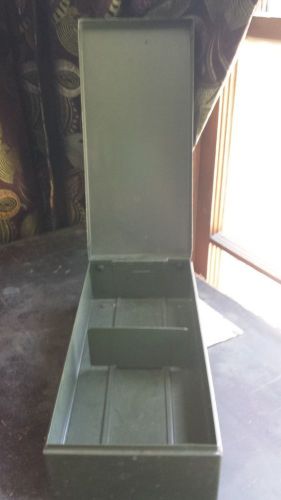 Industrial Mid Century Medium Size Green Hinged Lid Metal File Box 12 x 5.5