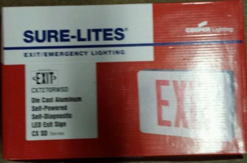 Lot of 3- sure-lites led exit sign light die cast white aluminum cx7170rwsd for sale