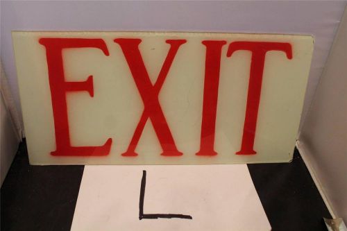 Vintage Industrial Mid Century Glass EXIT Sign REVERSE PAINTED WHITE RED NICE #9