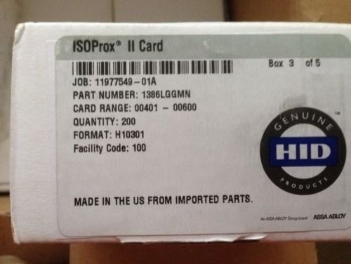 NEW Genuine HID 1386LGGMN-34 ISOProx II 34 Bit Proximity Reader Card N10002 50pk