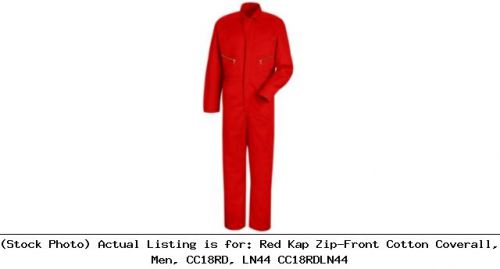 Red kap zip-front cotton coverall, men, cc18rd, ln44 cc18rdln44 for sale