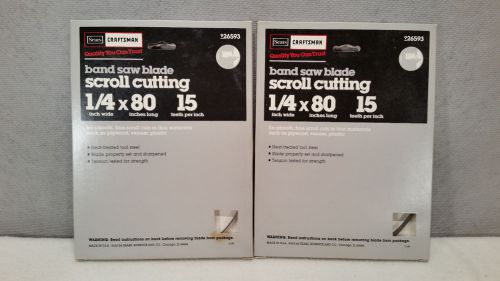Two sears craftsman bandsaw band saw blades 1/4&#034; 80&#034; 15 teeth per inch - nos! for sale