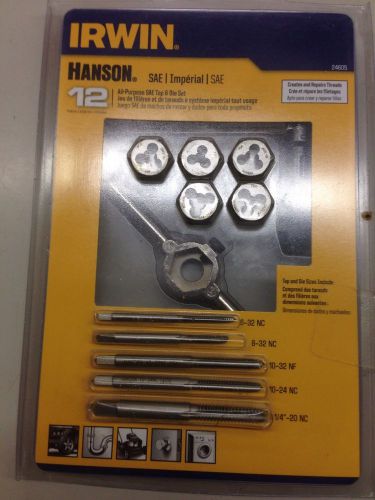 Hanson irwin 12pc sae imperial hexagon tap &amp; die set handle  24605, new for sale