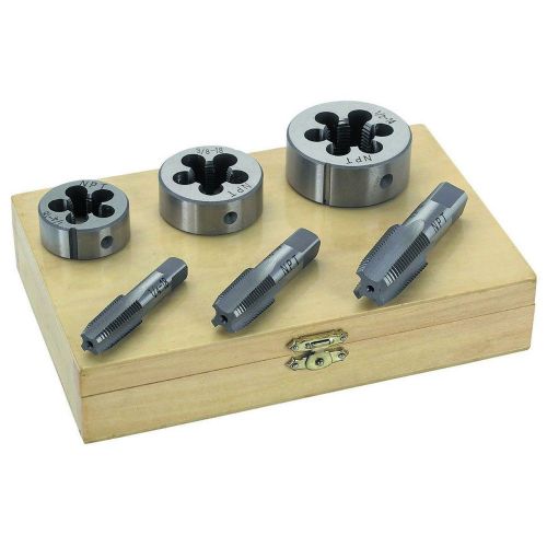 6 piece sae pipe tap &amp; die set with case included free u.s. ship life warranty! for sale