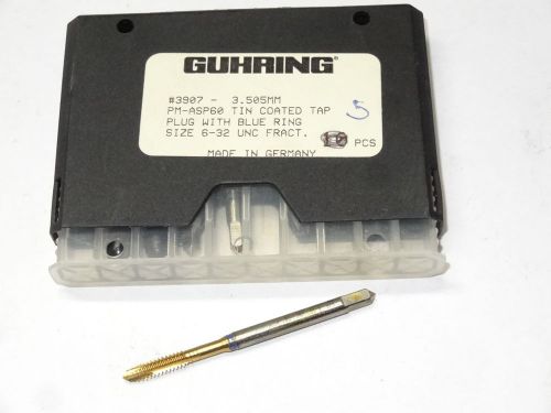 5 new guhring 3907-3.505mm #6-32 unc 3fl 2b tin coated spiral point plug taps for sale