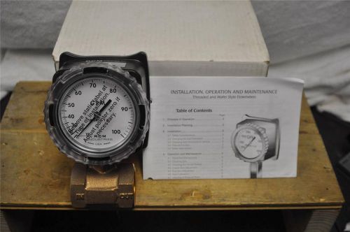 Rcm direct reading flowmeter 1 1/2-71-r-100 for water, 100 gpm max 1-1/2&#034; npt(f) for sale