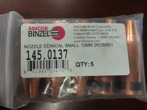 Abicor Binzel 145.0137 501 series 10mm diameter mig welding gun nozzle, 5 pack