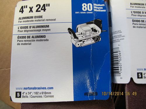 4” x 24” 80 Grit Aluminum Oxide 5 Pack Norton Portable Sanding Belt 02069