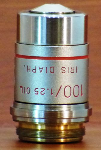 American Optical 100X Cat 1014 Oil Immersion Iris Diaphragm Microscope Objective