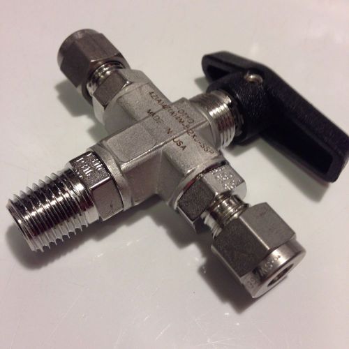 Parker 3 way 1/4npt x 1/4&#034;t x1/4&#034;t stainless ptfe ball valve 1/4&#034; tubing b2 for sale