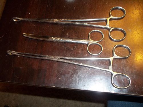 LOT OF 3 HOLDING FORCEPS, 7&#034; , ALOE STAINLESS Vintage Doctor Supplies POE