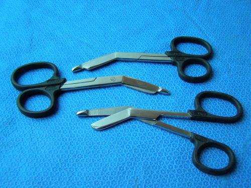 3Unit-Lister Bandage Nurse Scissors 5.5&#034;-Color Handles(Black)One Large Ring