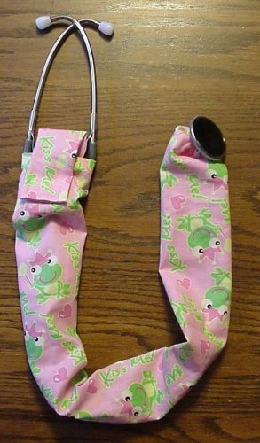 Pink Frog Kiss Me Print Stethoscope Cover ~ Handmade  FREE SHIPPING