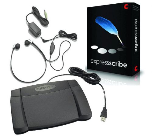 Express Scribe USB Transcription Kit, Foot Pedal, Headset