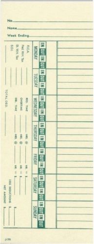Time card bi-weekly double sided timecard j7r-2 box of 1000 for sale