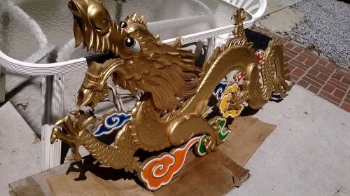 5 feet wide wooden Gold color chinese dragon art decoration for the wall
