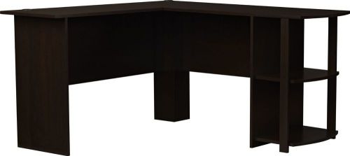 Office L-Shaped Desk with 2 Shelves is Compact good for computers sturdy