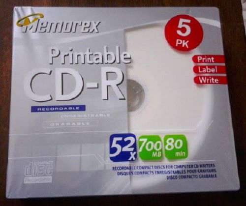 Memorex 5PK CD-R 80 WHITE PRINTABLE ( 32024729 ) (Discontinued by Manufacturer)
