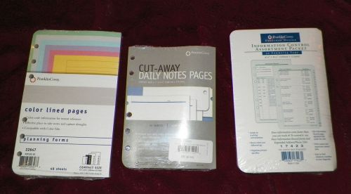 FRANKLIN COVEY Daily Notes COLOR LINED Information Control PLANNER Sheets PAGES