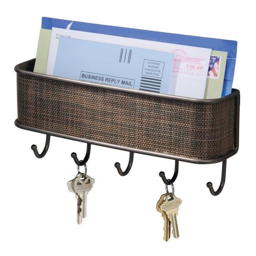 Home Office Wall Mount Mail Holder With Key Hooks