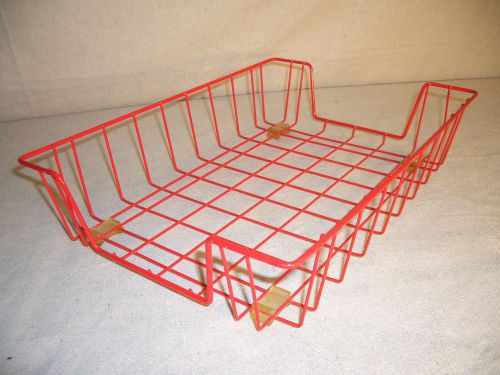 Red Wire Letter Document Desk Office Organizer In Out Tray Front and Rear Load