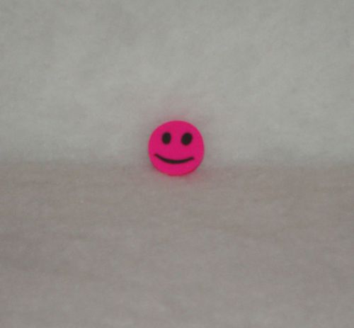 Hot pink happy face black round circle novelty eraser collectible cute 0.75&#034;