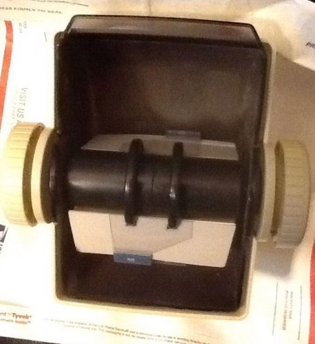 VINTAGE ROLODEX SWIVEL BASE BLACK MODEL NSW-24C ATOMIC OFFICE with Blank Cards