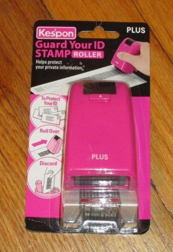 Plus Kespon Guard Your ID Stamp 1&#034; Roller - PINK - Black Ink ~ FREE SHIPPING!