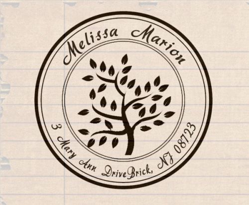 custom tree business return address personalized rubber self inking stamp 1.5&#034;