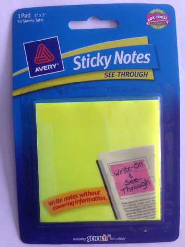 #22585 Avery Sticky Notes See-Through, 3&#034;x3&#034;, 50/pack - Post-It Like