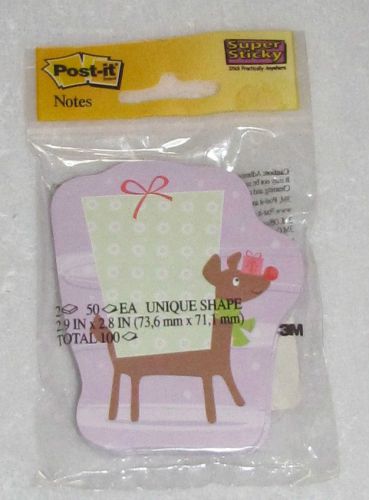 New! 2007 3m super sticky unique shape post-it notes christmas reindeer/present for sale