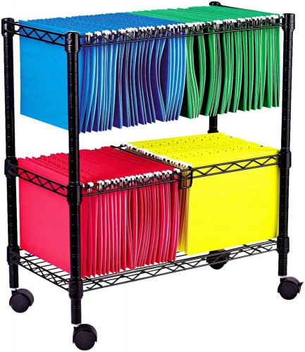 Two-tier rolling file cart, 26w x14d x 30h, black office supply storage  bind for sale
