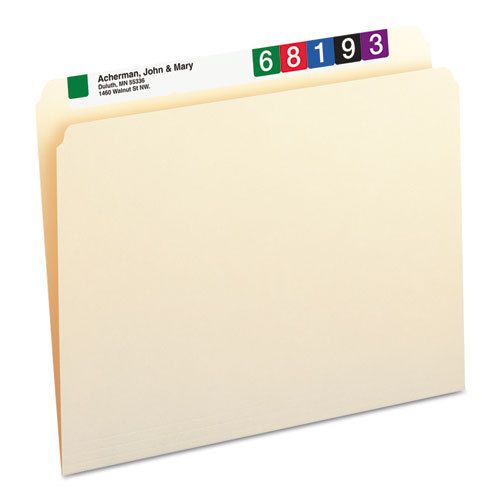 File Folders, Straight Cut, One-Ply Top Tab, Letter, Manila, 100/Box