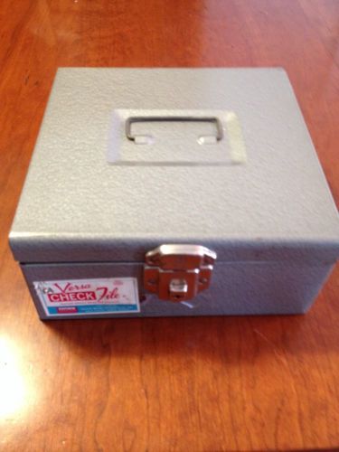 Versa Metal Check File Box Gray with Key Office Industrial Vintage