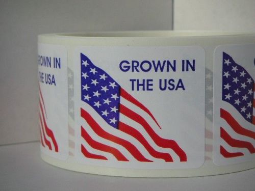 GROWN IN THE USA with American flag label sticker 250/rl