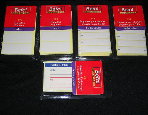 5 packs of assorted labels berol elements mailing labels folder labels &amp; plain for sale