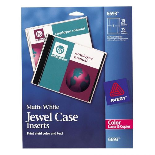 Avery jewel case insert - 5.25&#034; x 4.50&#034; - matte - 30 / pack - white (ave6693) for sale
