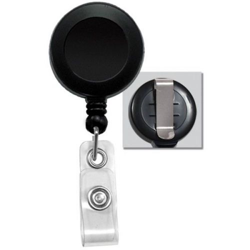 Black badge reel with a clear strap and belt clip attachment - bulk case of 200 for sale