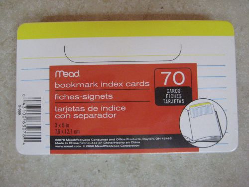 BRAND NEW SEALED Mead 3 X 5 Bookmark Index Cards - 70 multicolored cards
