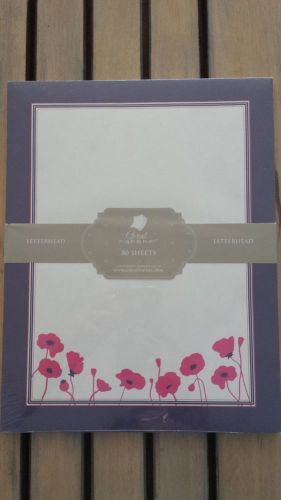 Great Papers! Magenta Poppies Letterhead 80PK ~ 80 Sheets  NIP