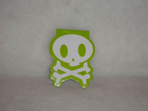 Green white skull crossbones cute child kid unlined mini notepad pirate skeleton