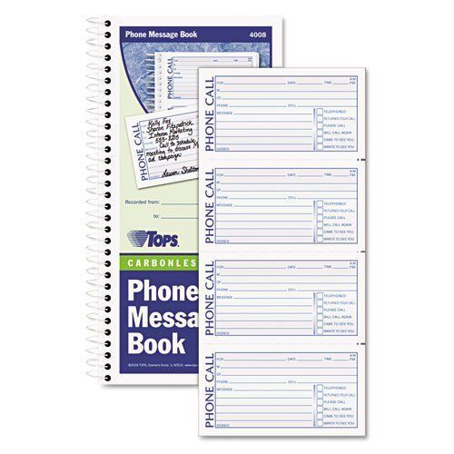 Tops 4008 phone Message  Book, duplicate 600 sets, 5-1/2&#034;x 11&#034;, Carbonless