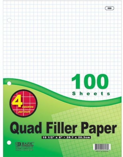Quad Ruled Filler Paper 4.1 Green 100 Ct 569