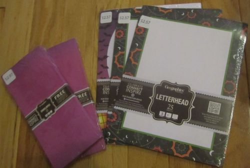 Halloween 3 pks of Letterhead Paper &amp; 2 pks of Purple Envelopes - 25 Count/Pack