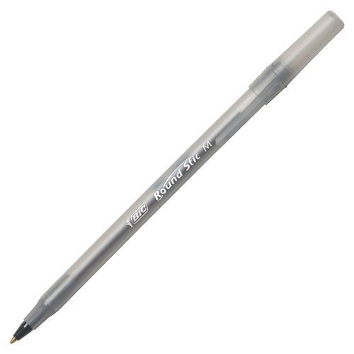 Bic Round Stic Ballpoint Pen - Fine Pen Point Type - Black Ink - Frost (gsf11bk)