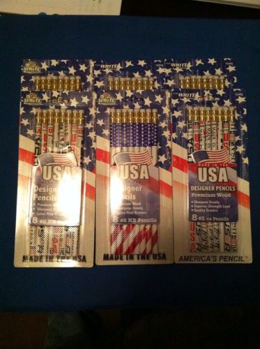 48 Number 2 Pencils (6 Packs Of 8) Made In The USA Patriotic Pencils