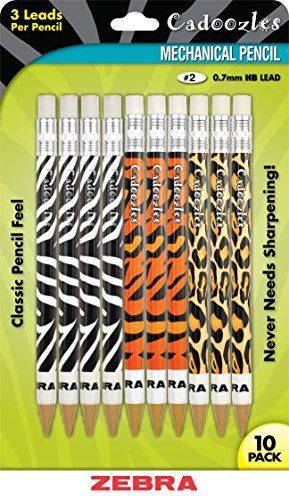 Zebra Pen 51610 Cadoozles Mechanical Pencil, Refillable, #2, Assorted Barrels,